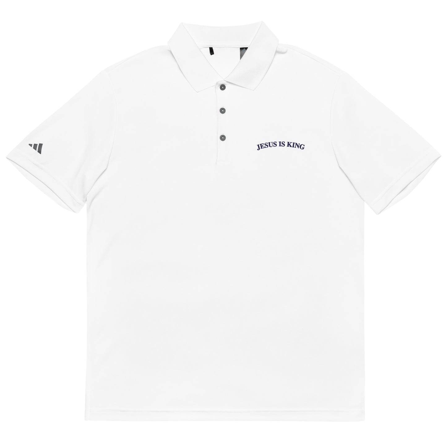 Jesus Is King (Embroidered in Navy) Adidas Performance polo shirt
