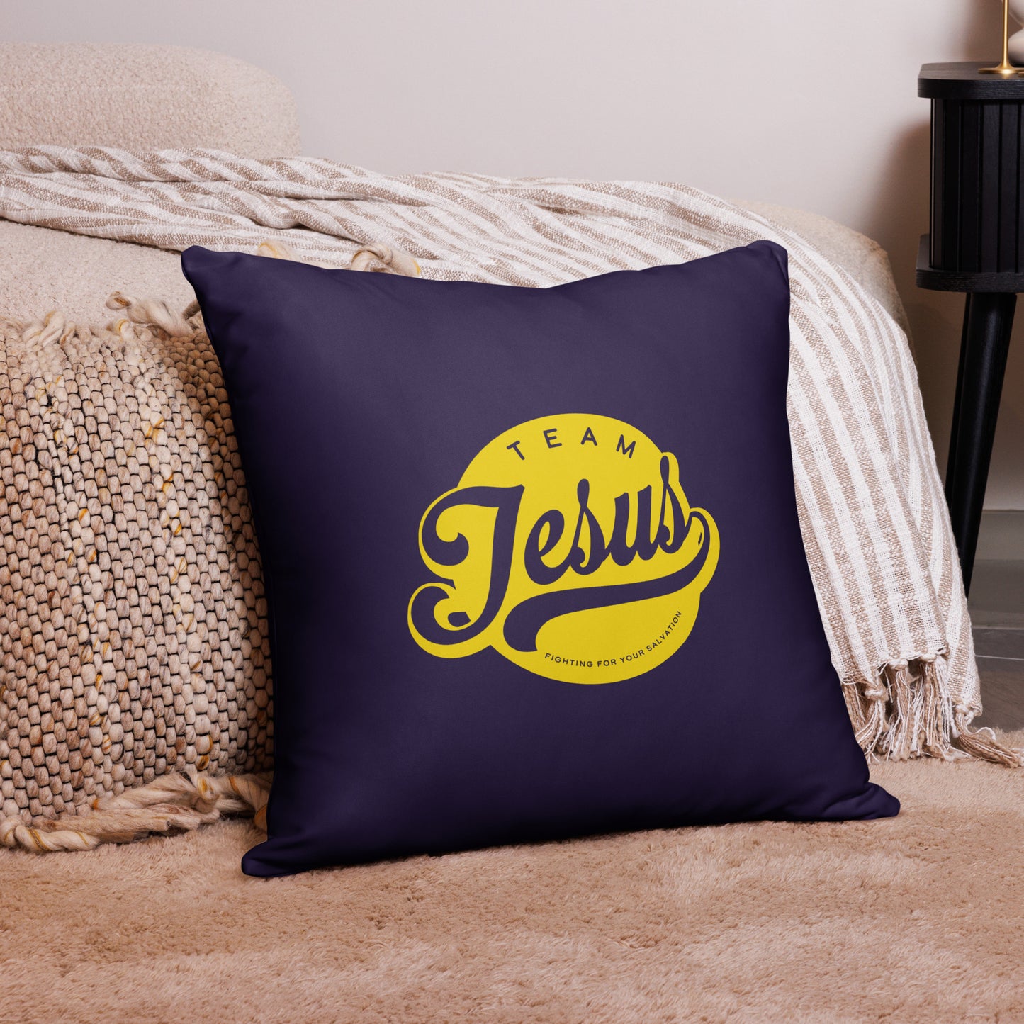 Team Jesus (Gold Crest) Navy Basic Pillow