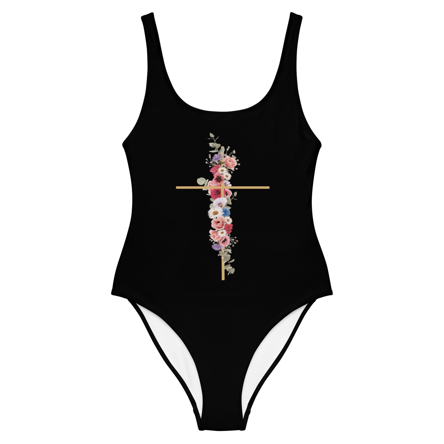 Cross In Bloom (In Bloom Collection) Black One-Piece Swimsuit
