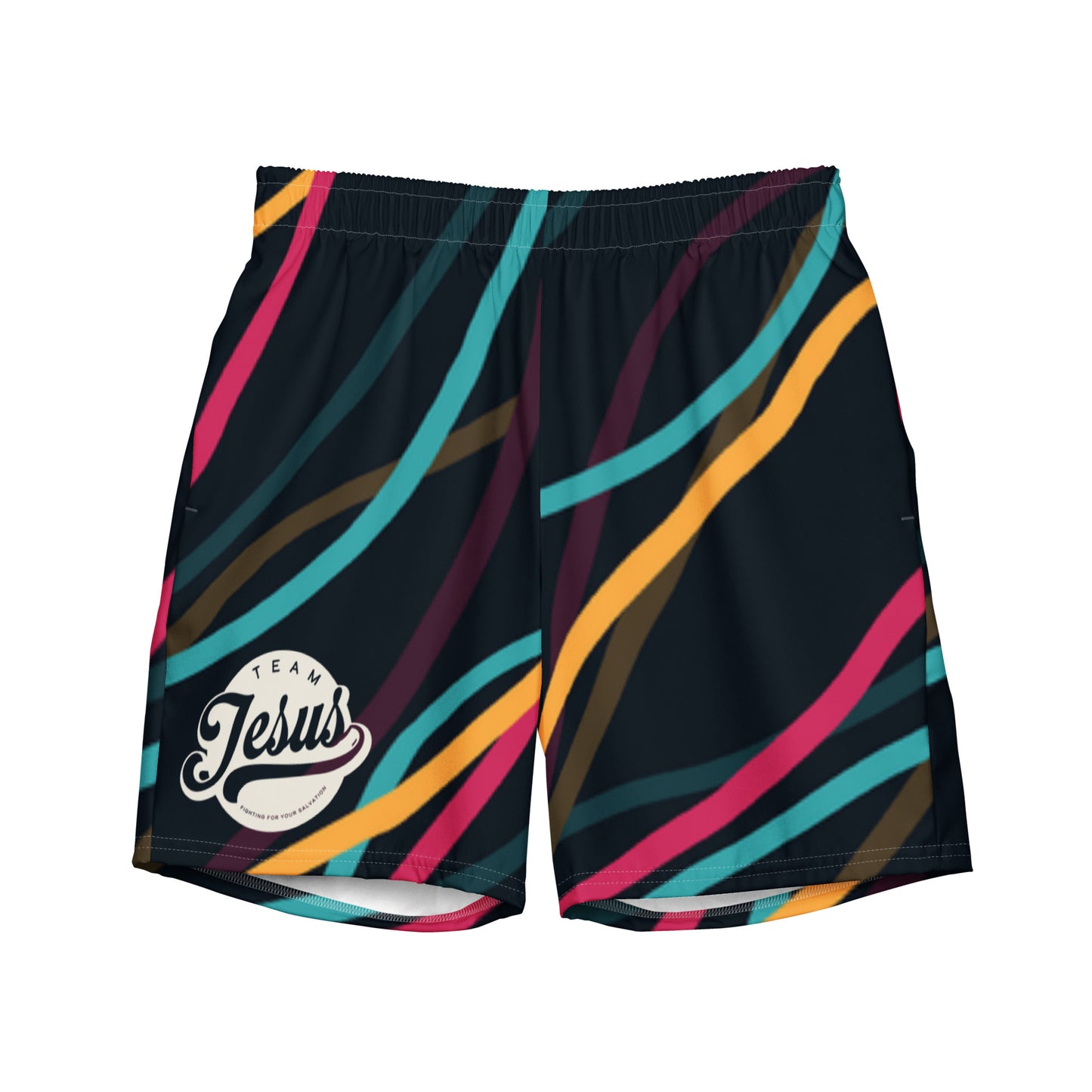 Team Jesus (Cream on Navy) Men's Swim Trunks
