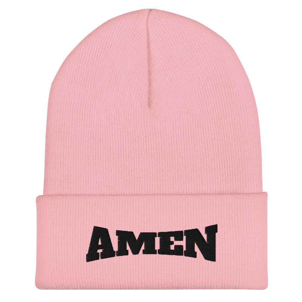 AMEN (The Fighter Collection) Cuffed Beanie Embroidered in Black