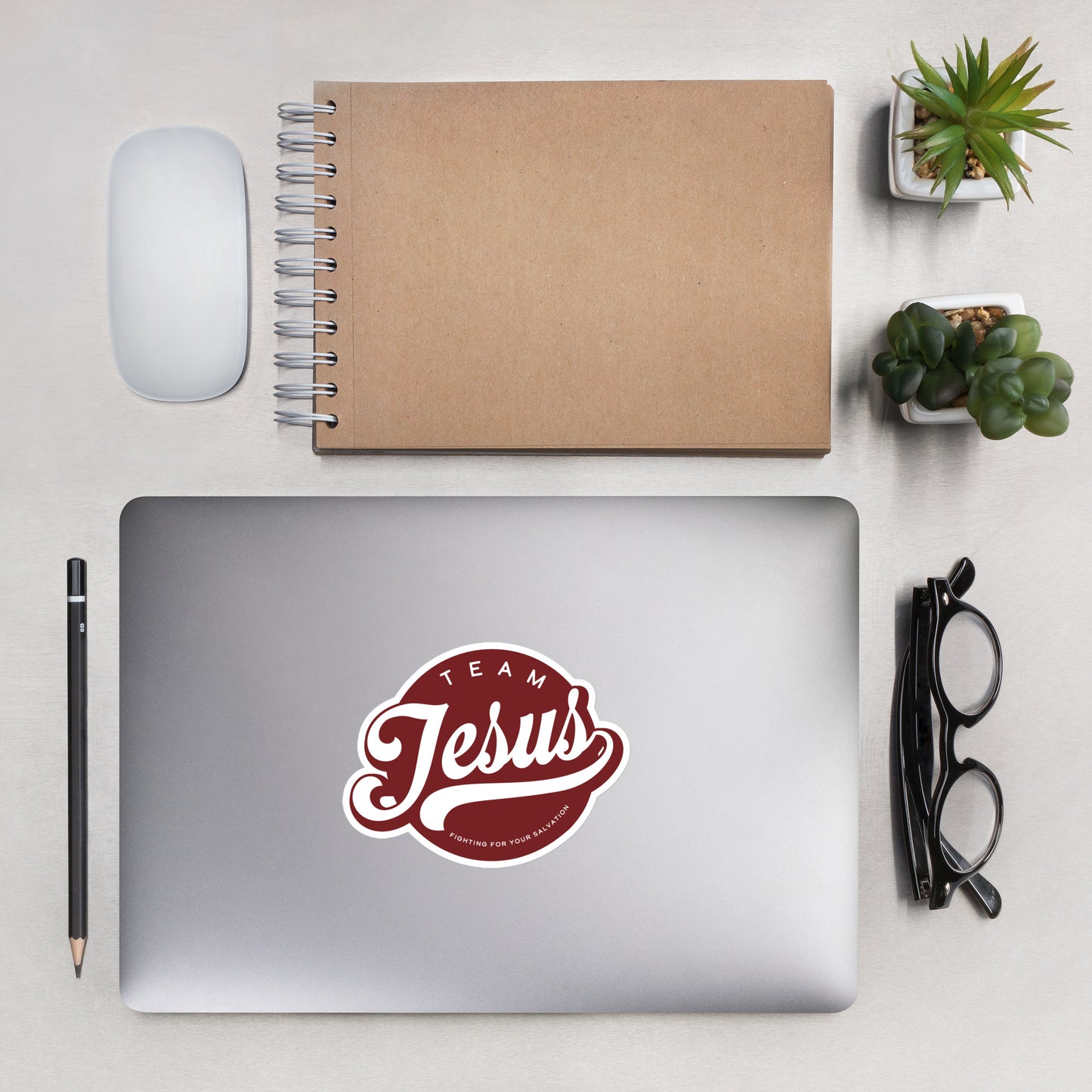 Team Jesus Bubble-free stickers in Blood Red