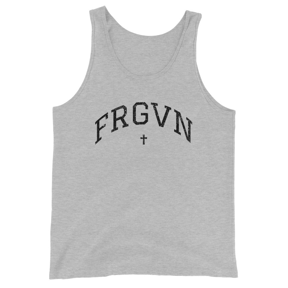 FRGVN Distressed with Cross in Black (Letterman Collection) Unisex Tank Top