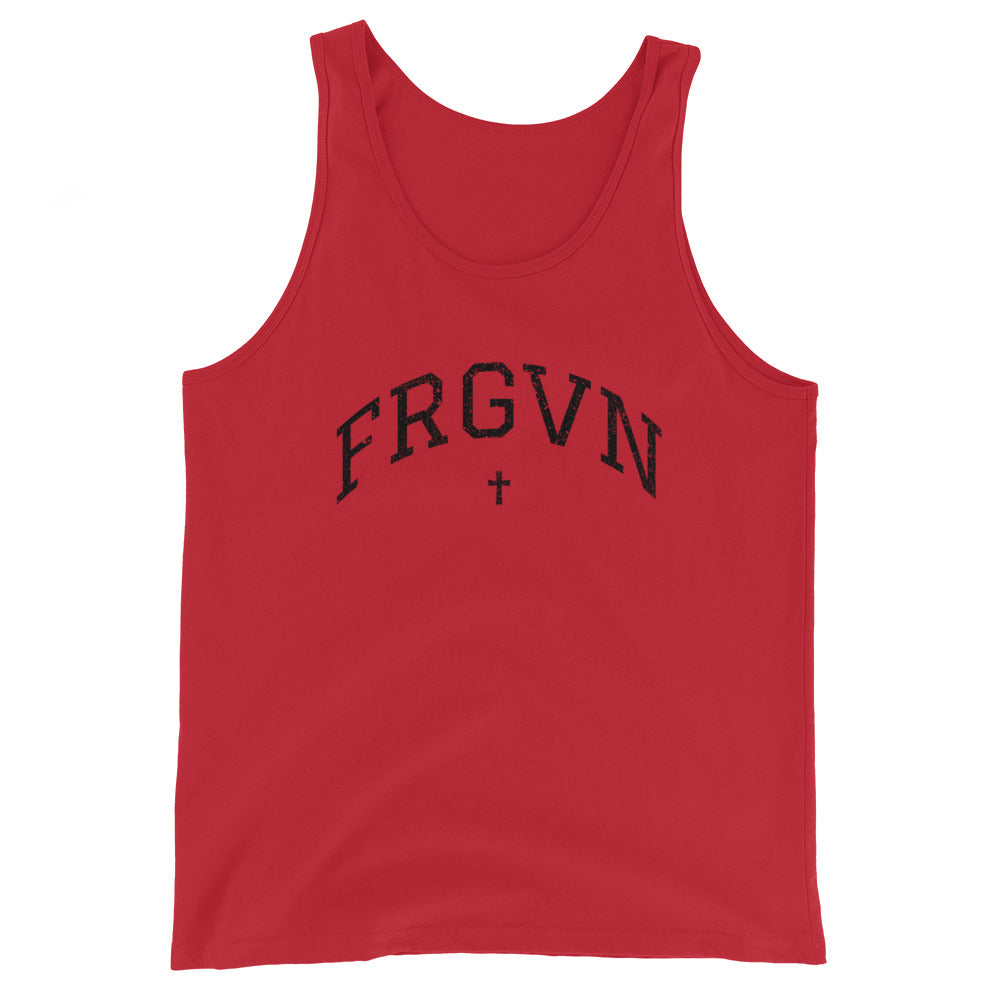 FRGVN Distressed with Cross in Black (Letterman Collection) Unisex Tank Top