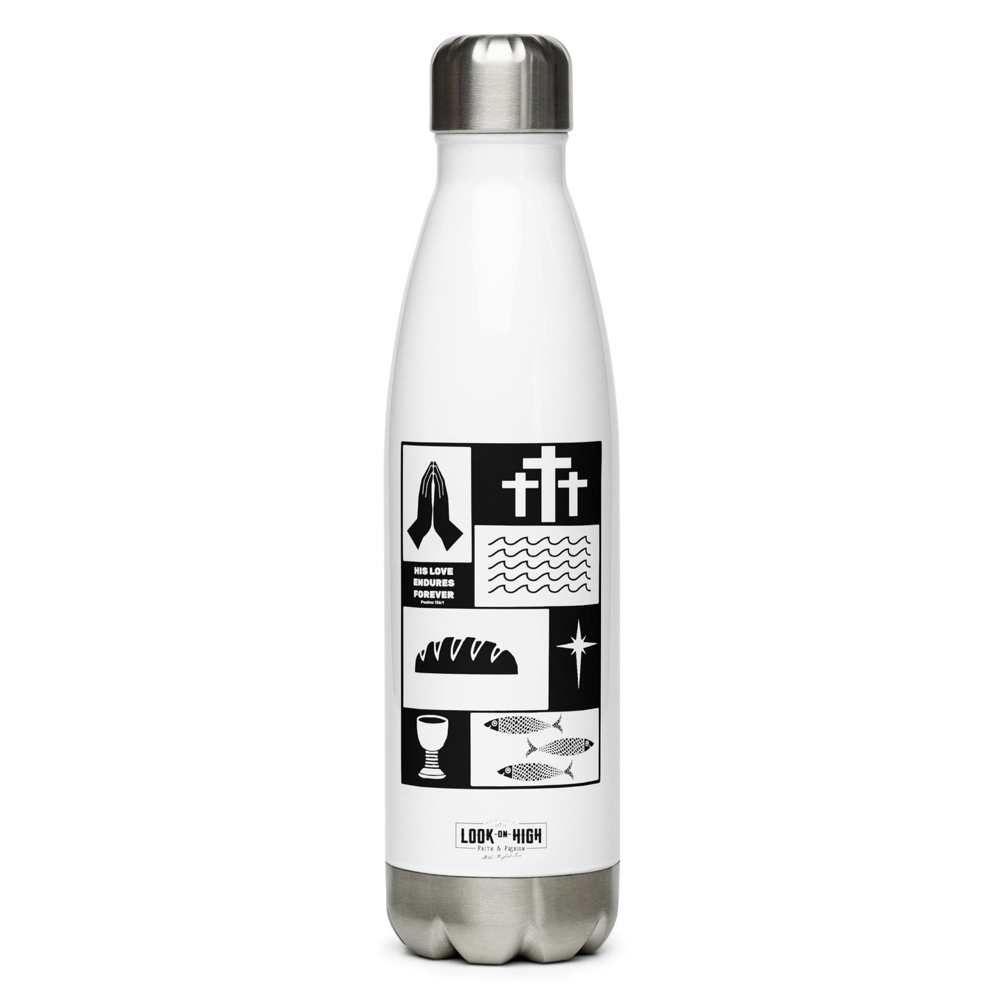 His Love Endures (Center City Collection) Stainless Steel Water Bottle in Black