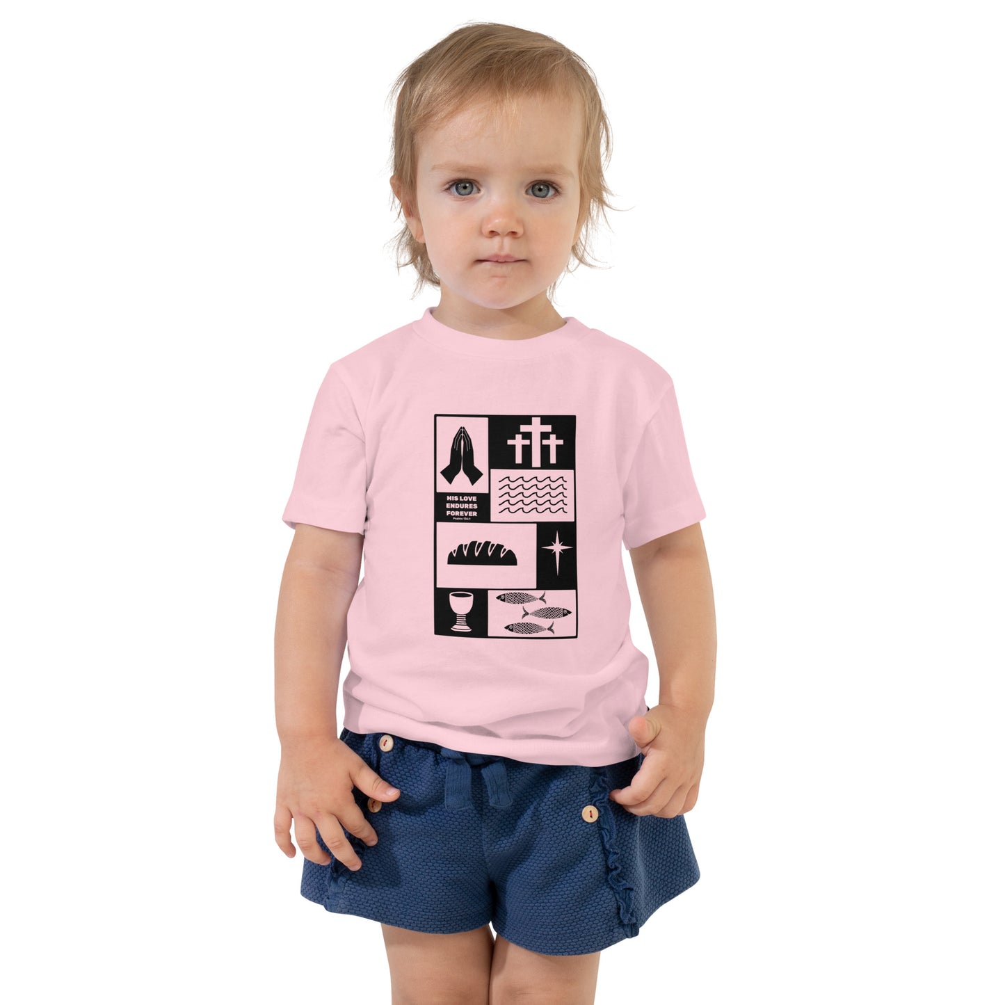 His Love Endures (Center City Collection) Toddler Short Sleeve Tee in Black