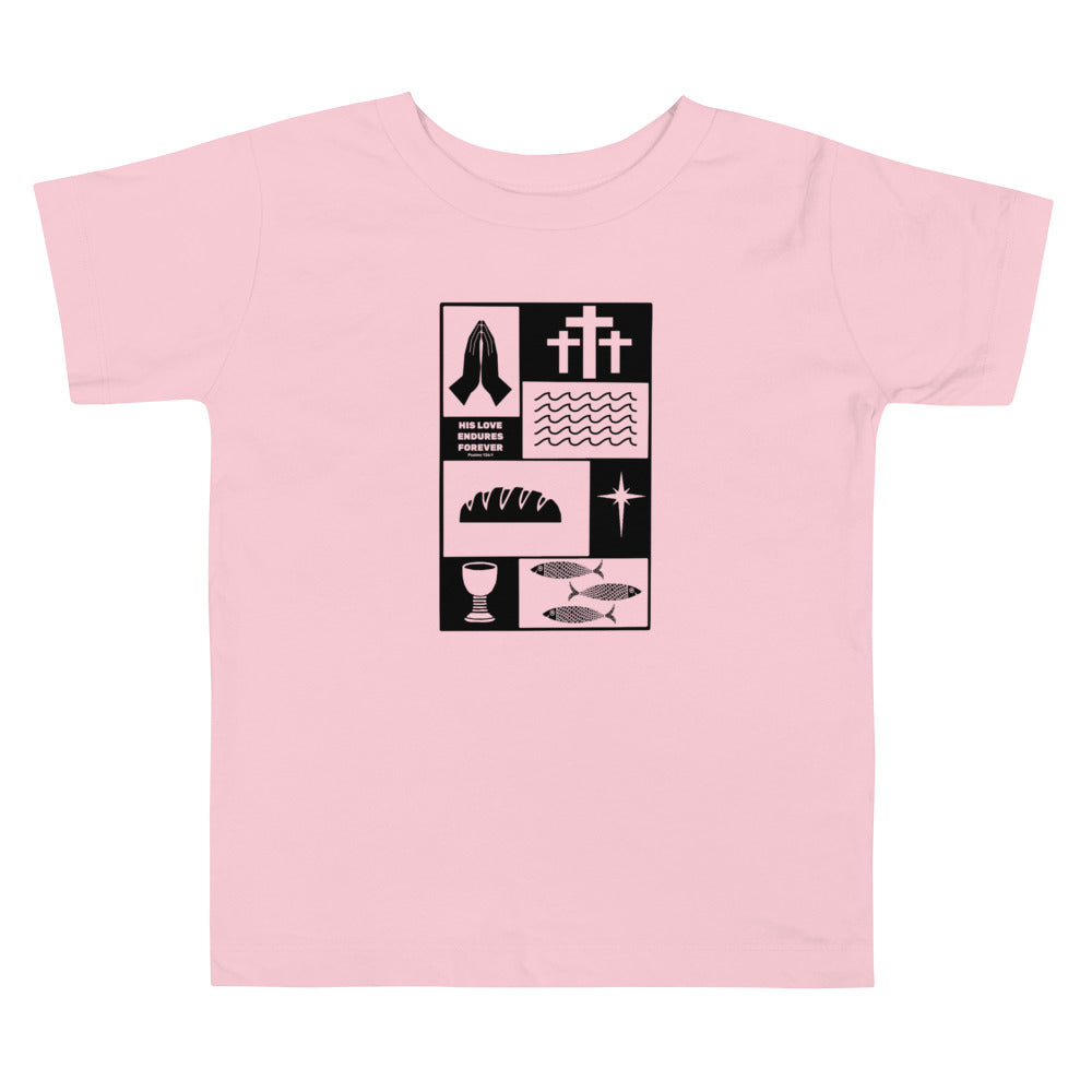 His Love Endures (Center City Collection) Toddler Short Sleeve Tee in Black