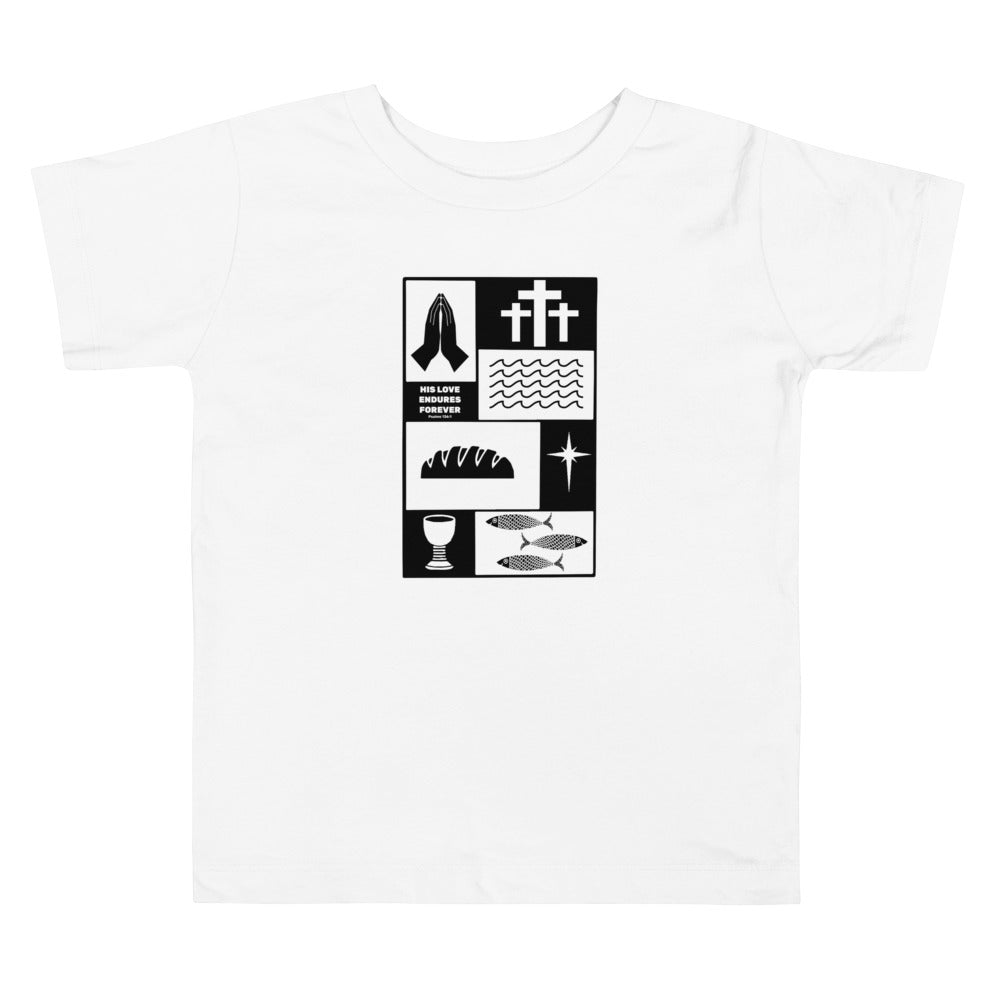 His Love Endures (Center City Collection) Toddler Short Sleeve Tee in Black