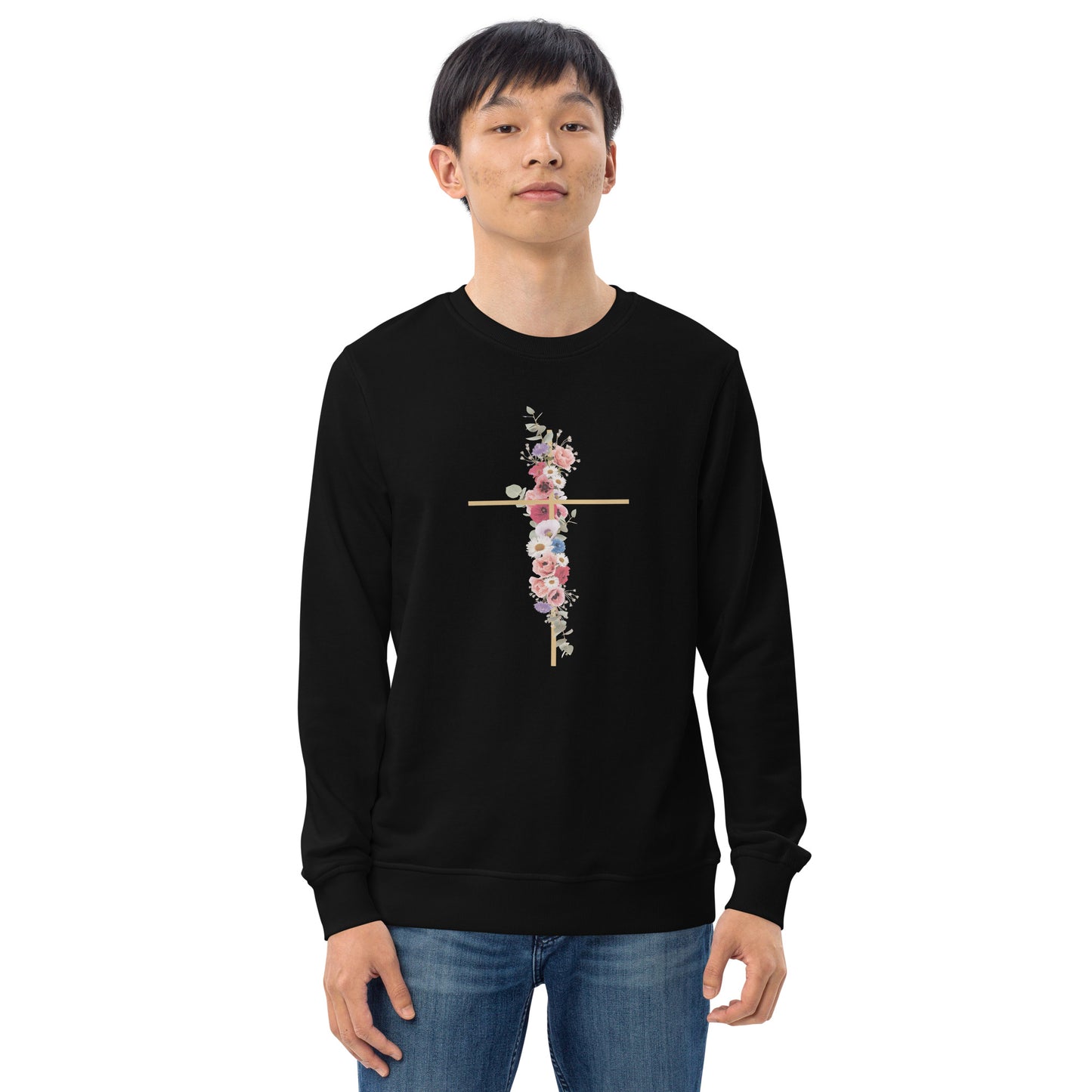 Cross In Bloom - Unisex organic sweatshirt