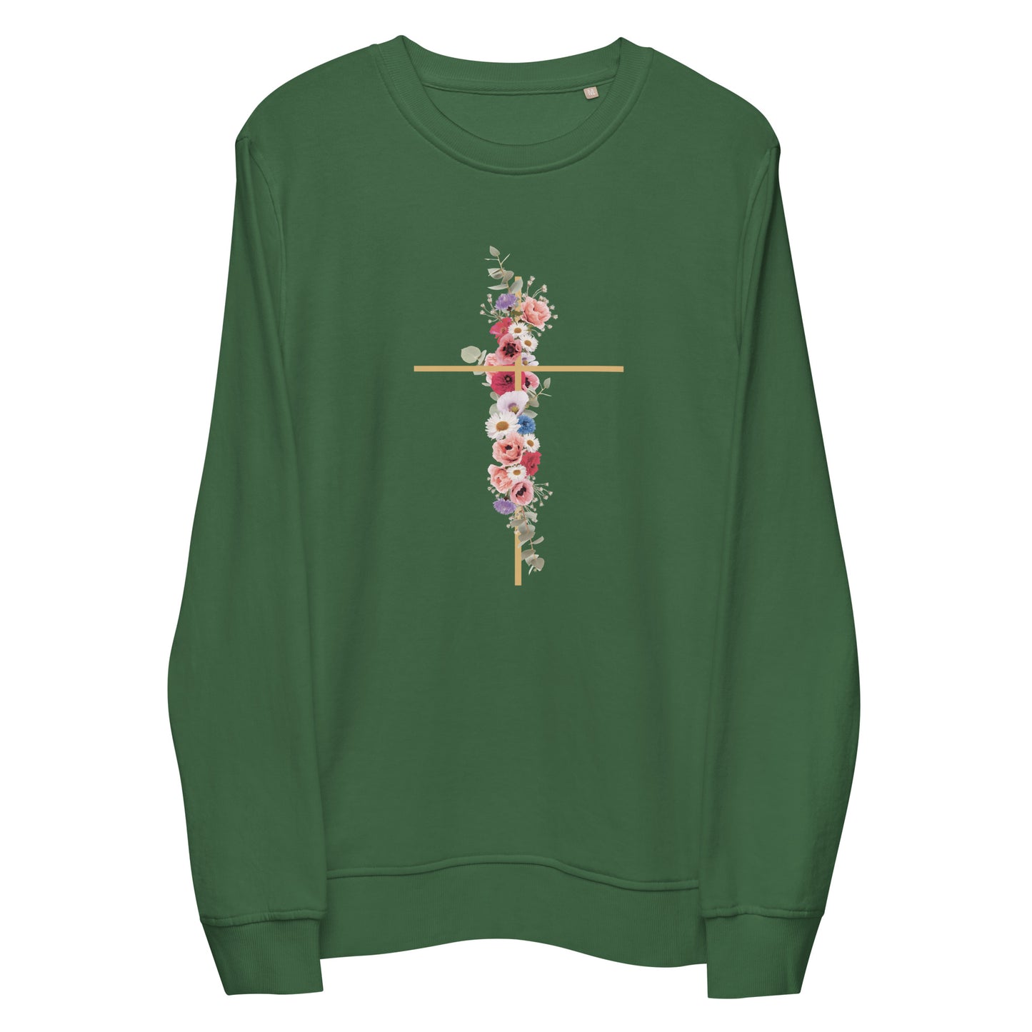 Cross In Bloom - Unisex organic sweatshirt
