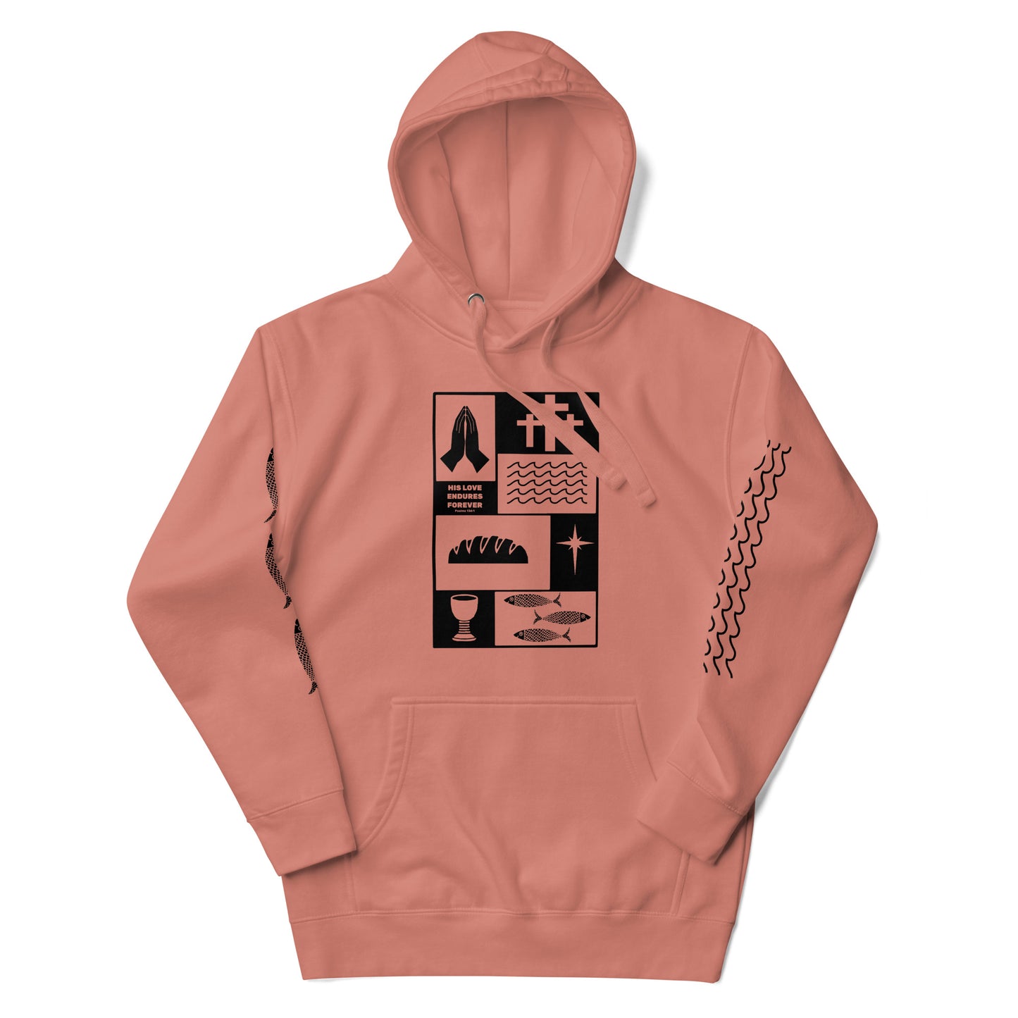 His Love Endures (Center City Collection) Unisex Premium Hoodie in Black