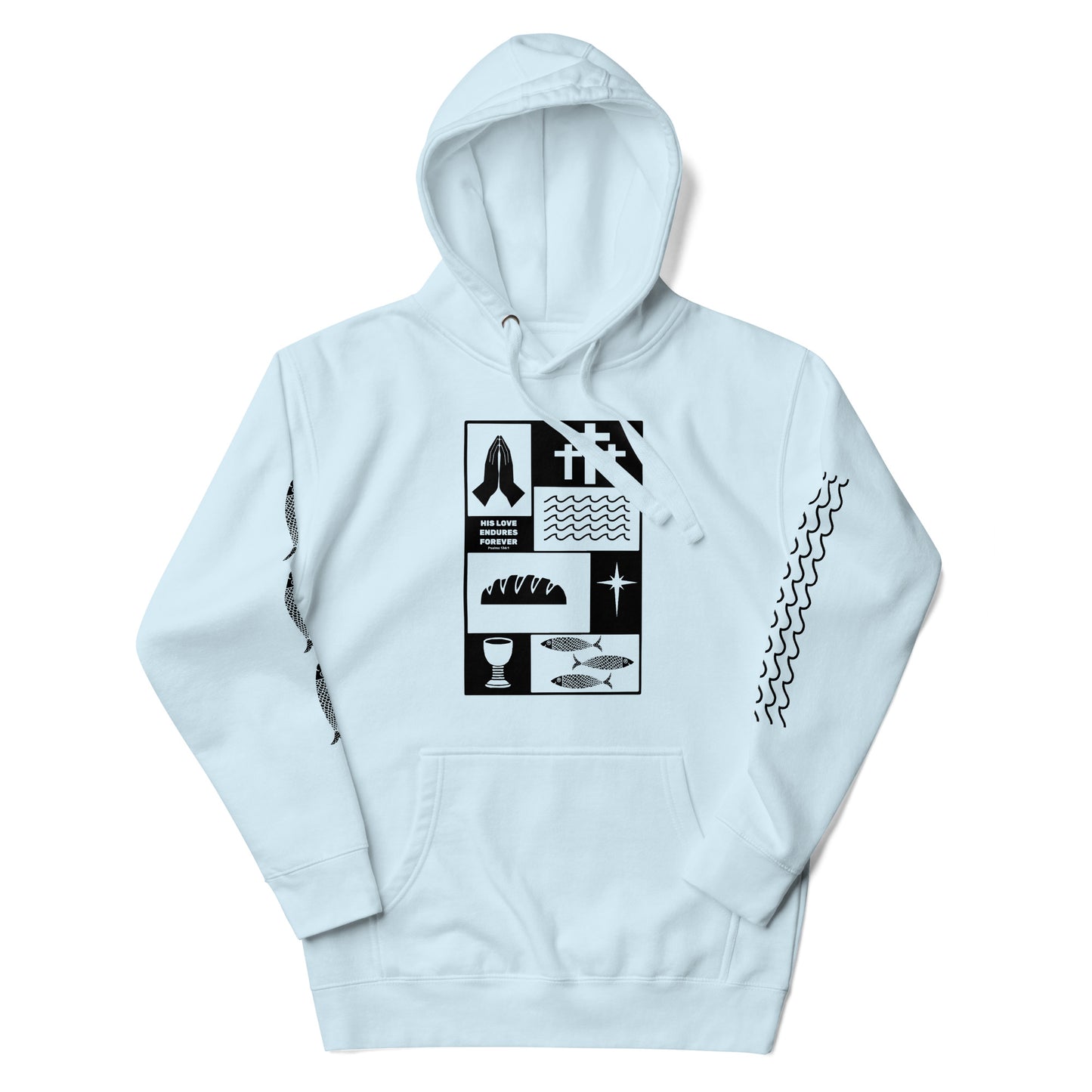 His Love Endures (Center City Collection) Unisex Premium Hoodie in Black
