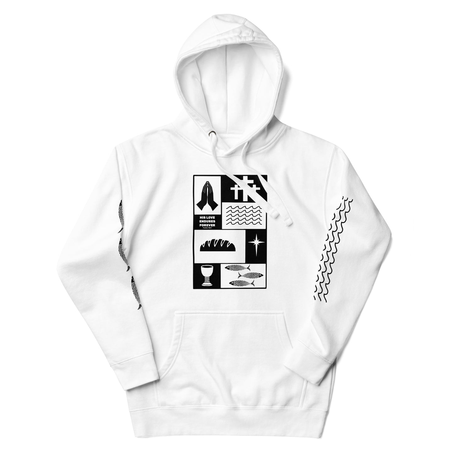 His Love Endures (Center City Collection) Unisex Premium Hoodie in Black