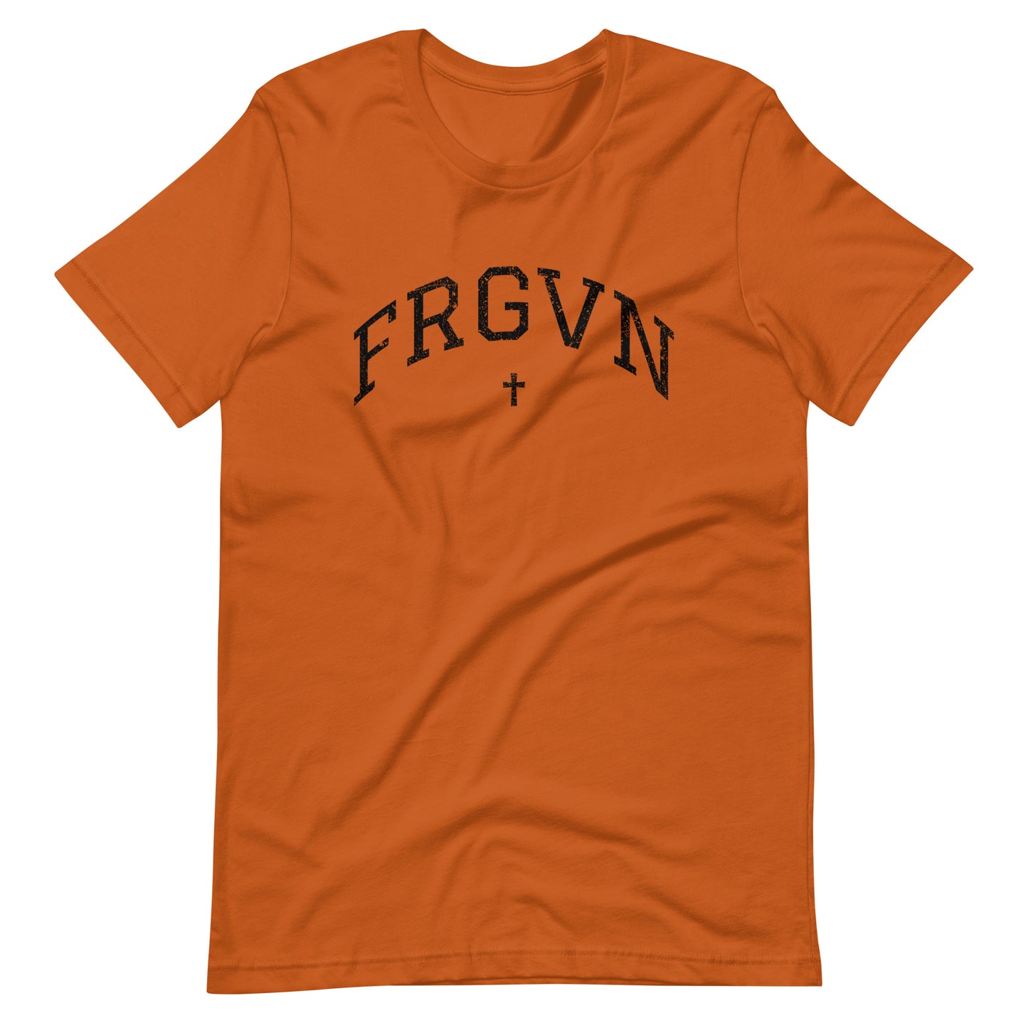 FRGVN Distressed with Cross in Black (Letterman Collection) Unisex T-shirt