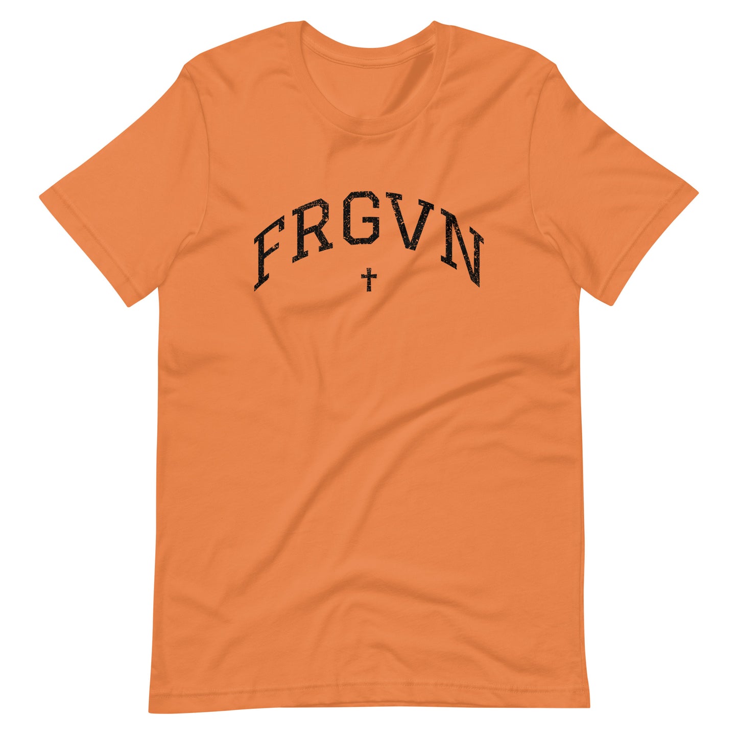 FRGVN Distressed with Cross in Black (Letterman Collection) Unisex T-shirt