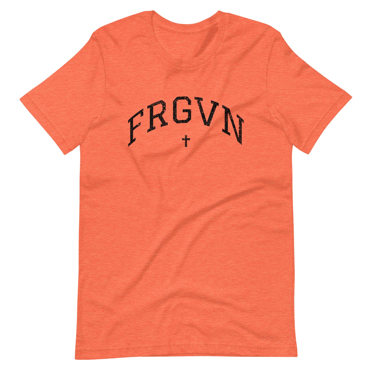 FRGVN Distressed with Cross in Black (Letterman Collection) Unisex T-shirt