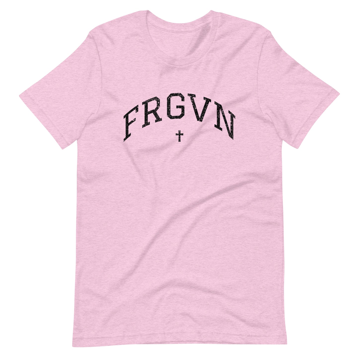 FRGVN Distressed with Cross in Black (Letterman Collection) Unisex T-shirt
