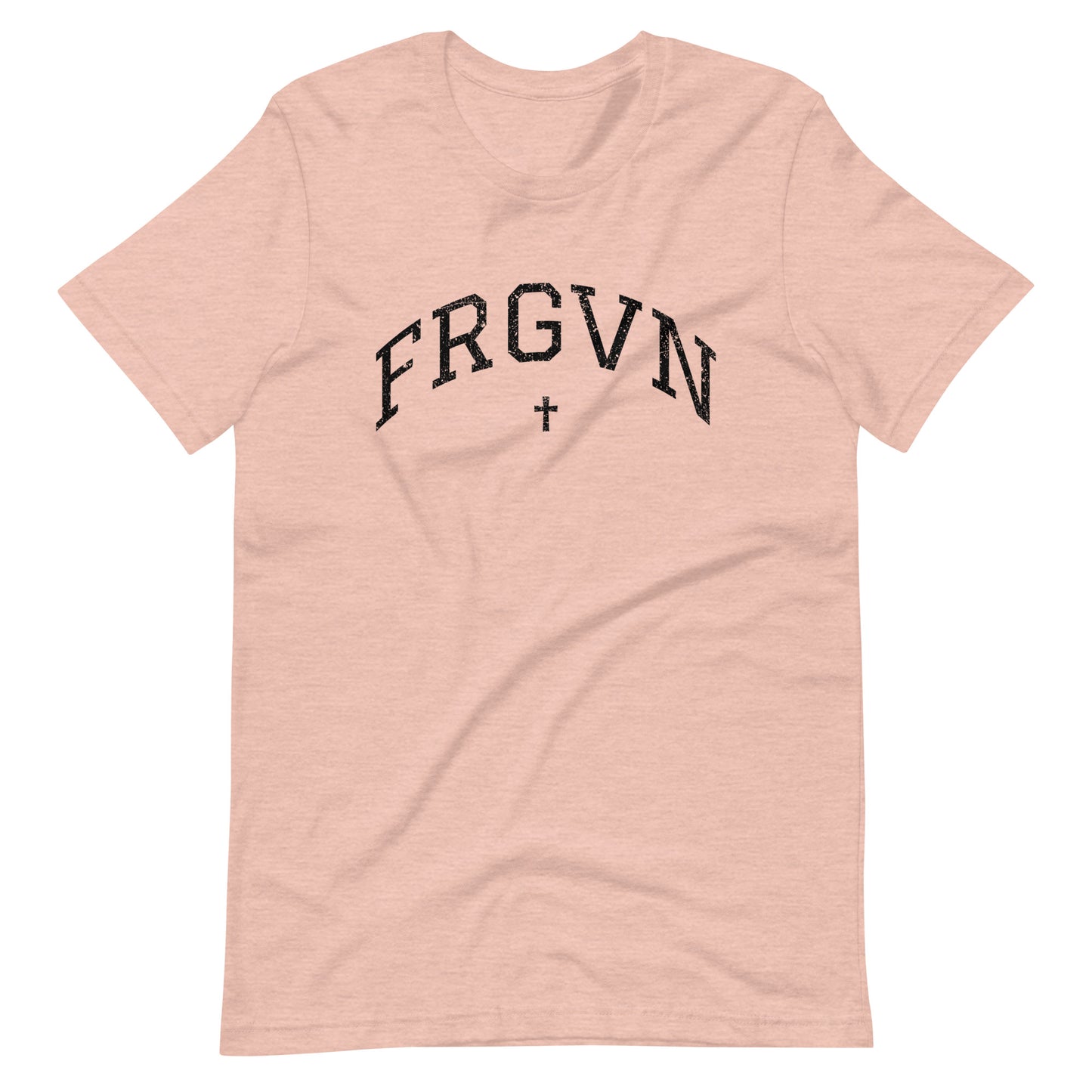 FRGVN Distressed with Cross in Black (Letterman Collection) Unisex T-shirt