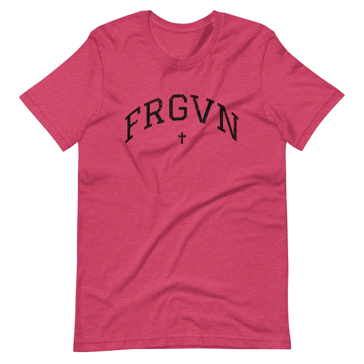 FRGVN Distressed with Cross in Black (Letterman Collection) Unisex T-shirt