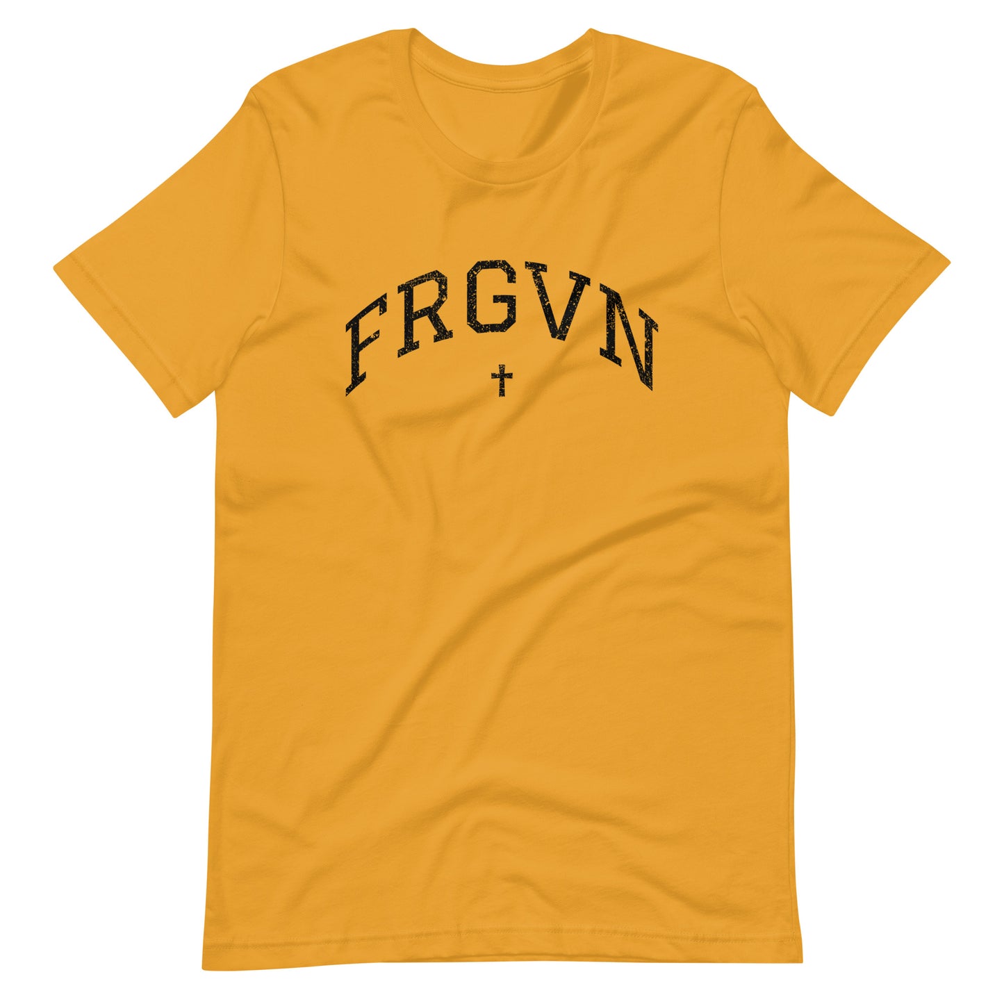 FRGVN Distressed with Cross in Black (Letterman Collection) Unisex T-shirt