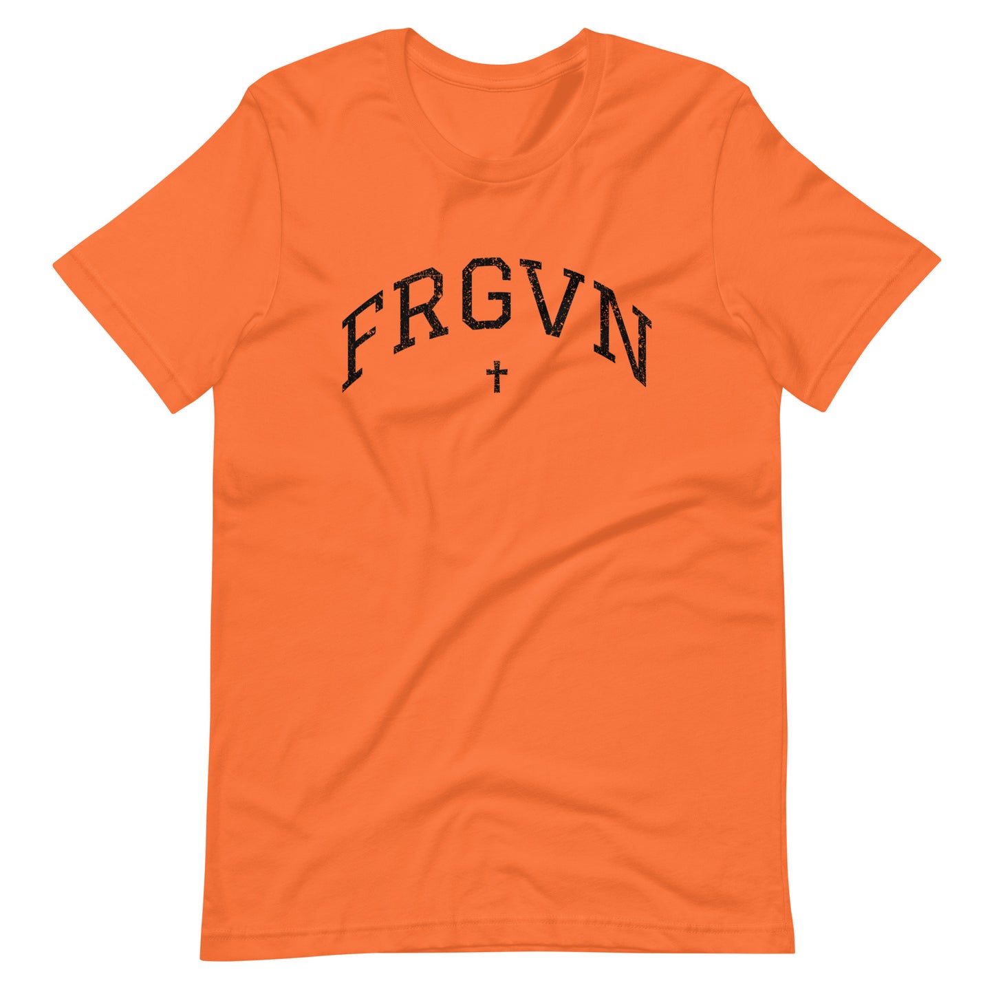FRGVN Distressed with Cross in Black (Letterman Collection) Unisex T-shirt