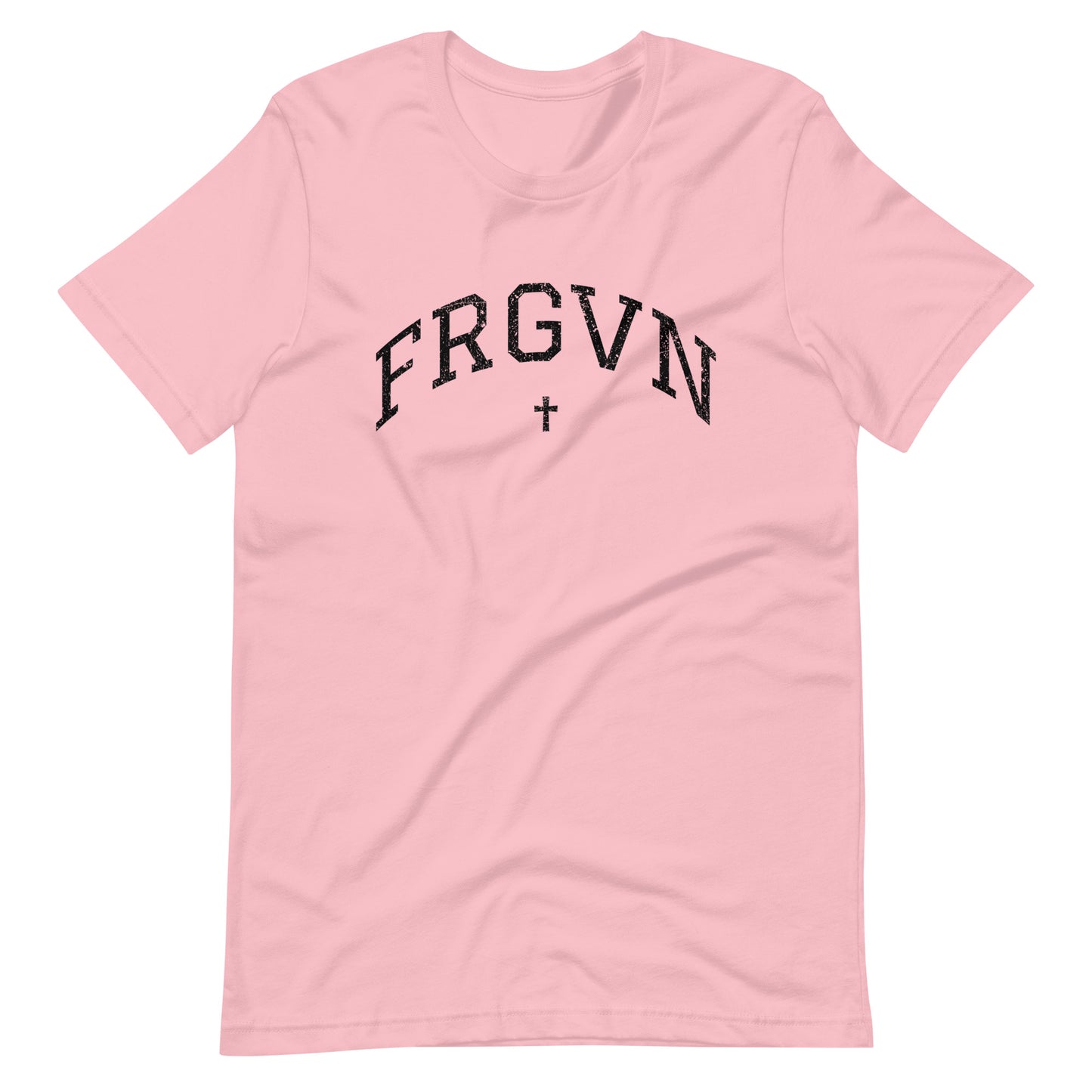FRGVN Distressed with Cross in Black (Letterman Collection) Unisex T-shirt