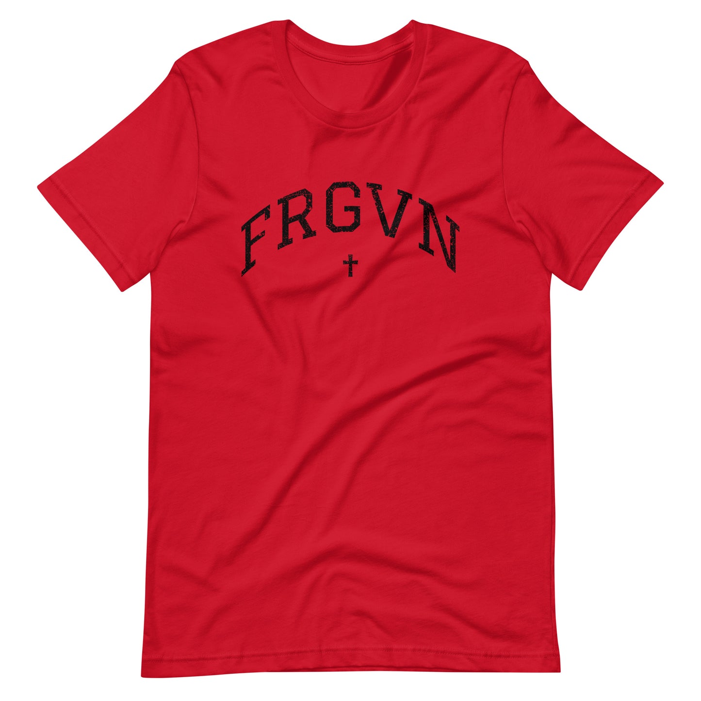 FRGVN Distressed with Cross in Black (Letterman Collection) Unisex T-shirt