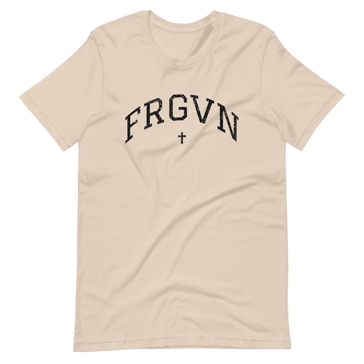FRGVN Distressed with Cross in Black (Letterman Collection) Unisex T-shirt
