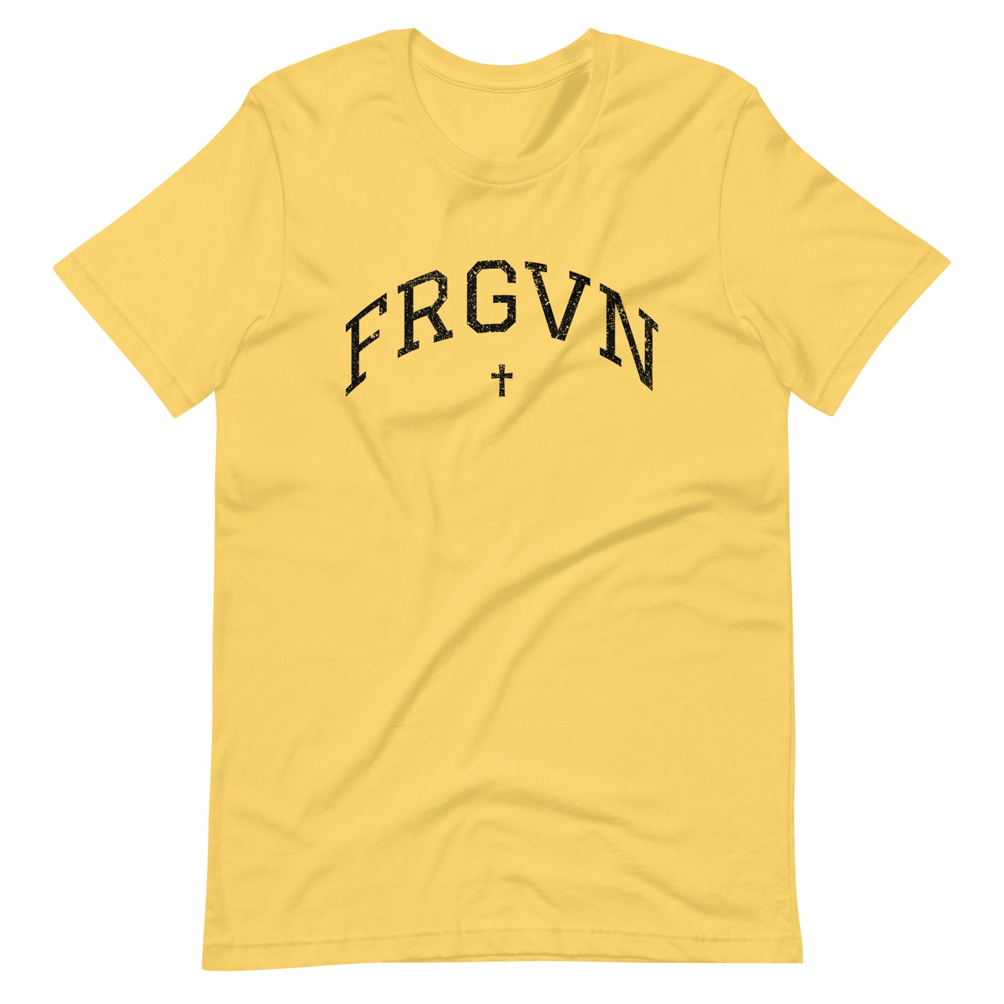 FRGVN Distressed with Cross in Black (Letterman Collection) Unisex T-shirt