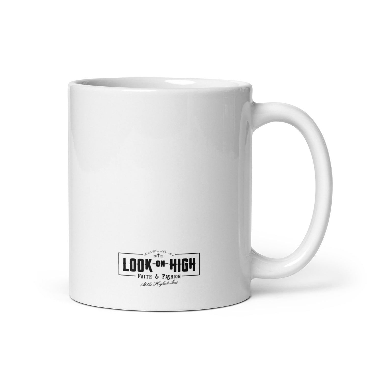 His Love Endures (Center City Collection) White Glossy Mug in Black