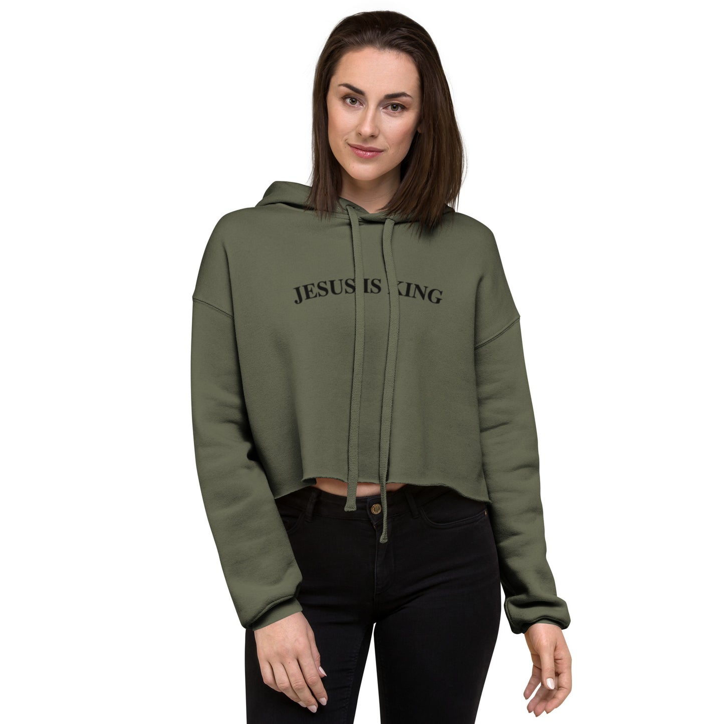 Jesus Is King (Center City Collection) Crop Hoodie in Black