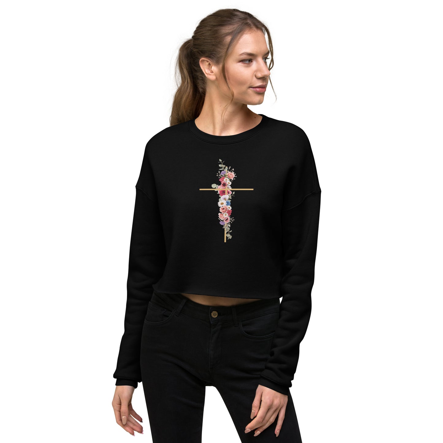 Cross In Bloom (In Bloom Collection) Women's Cropped Sweatshirt