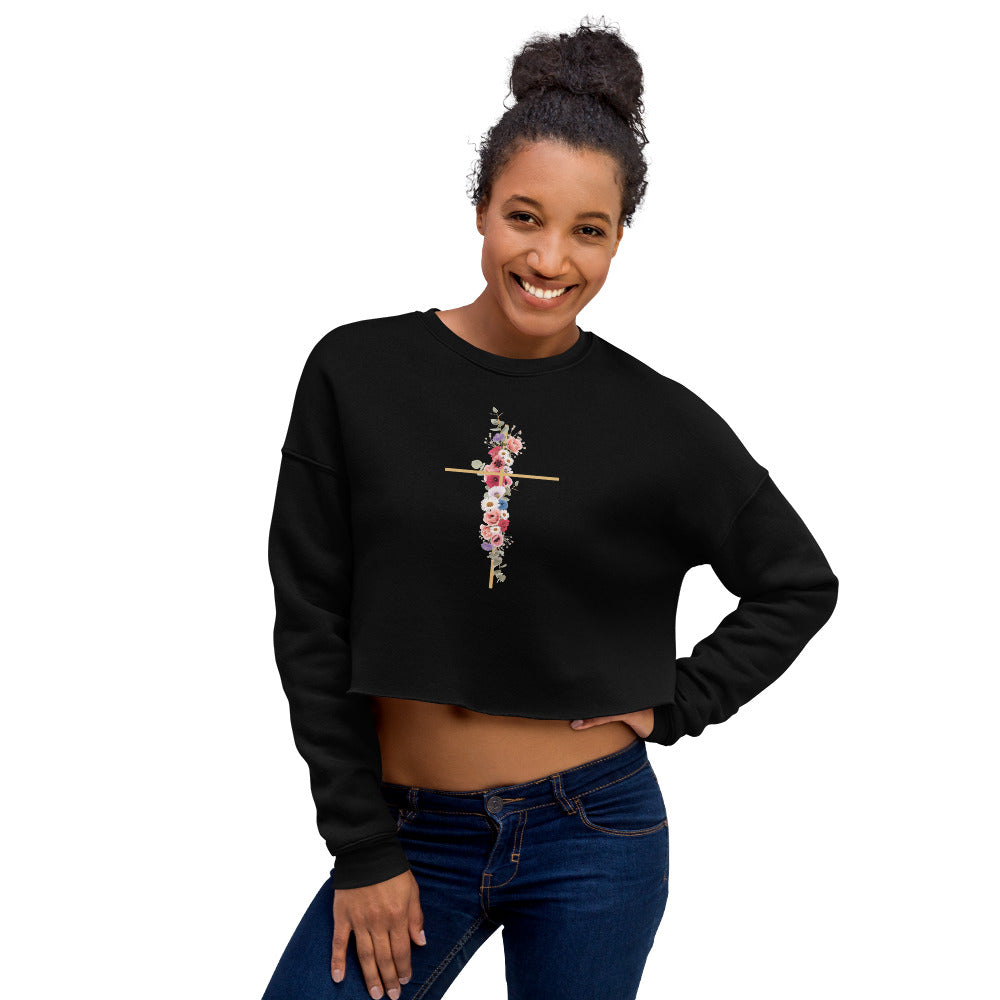 Cross In Bloom (In Bloom Collection) Women's Cropped Sweatshirt