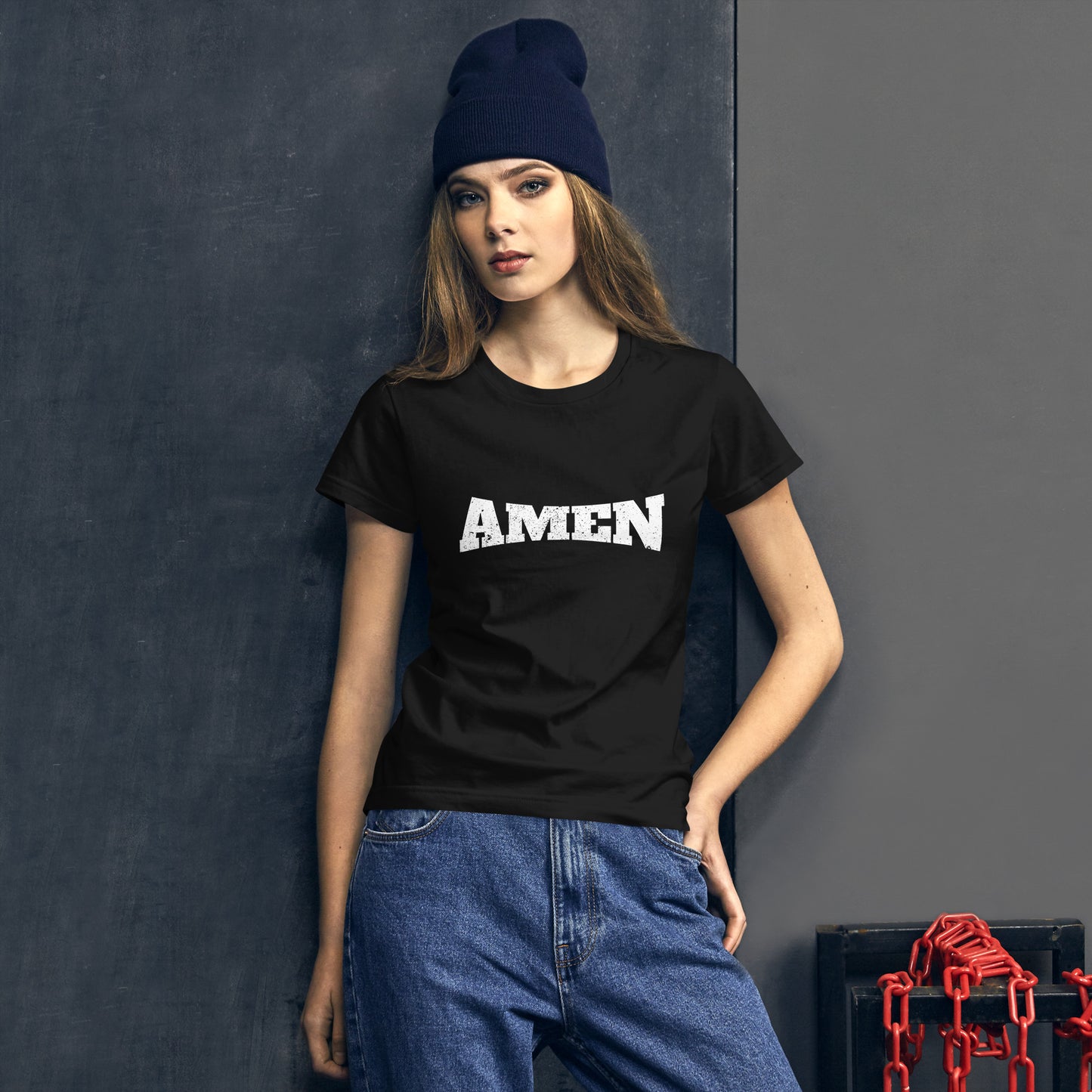 AMEN in White (The Fighter Collection) Women's Short Sleeve T-shirt
