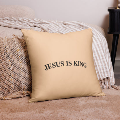 Jesus Is King (Center City Collection) Basic Pillow - Sand on Black