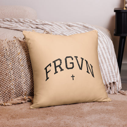 FRGVN Distressed with Cross (Letterman Collection) Basic Pillow - Black on Sand