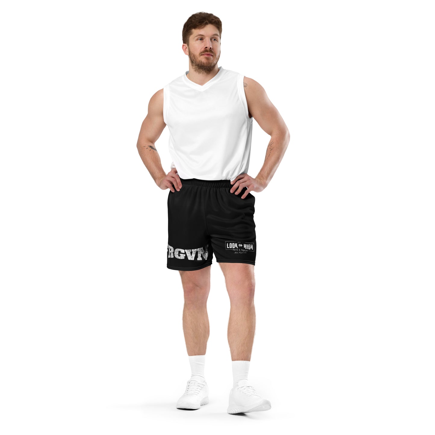 FRGVN in White (The Fighter Collection) Unisex Mesh Shorts