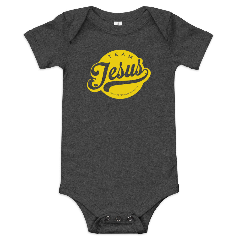 Team Jesus (Gold Crest) Baby short sleeve one piece