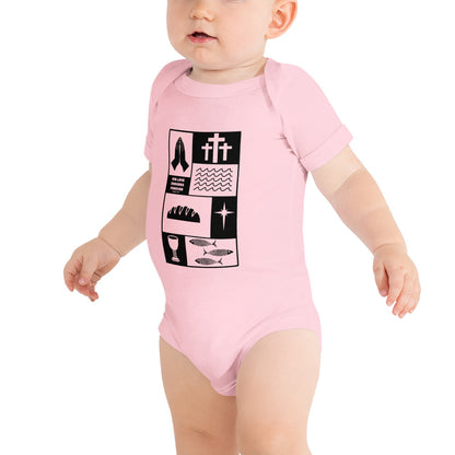 His Love Endures (Center City Collection) Baby Short Sleeve One Piece in Black