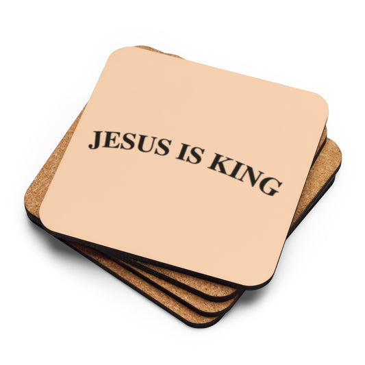 Jesus Is King (Center City Collection) Cork-back coaster - Black on Sand