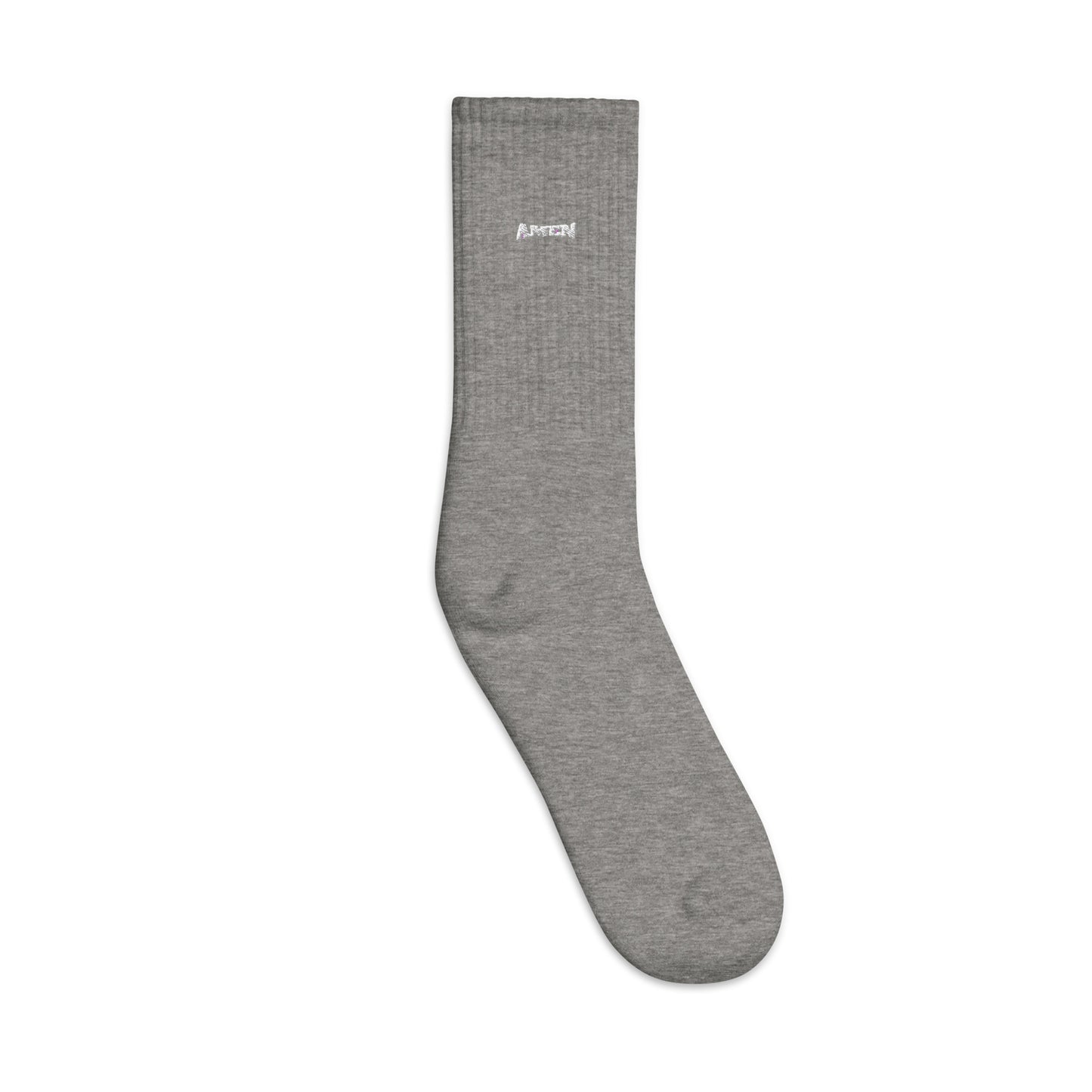 AMEN (The Fighter Collection) Embroidered socks in White