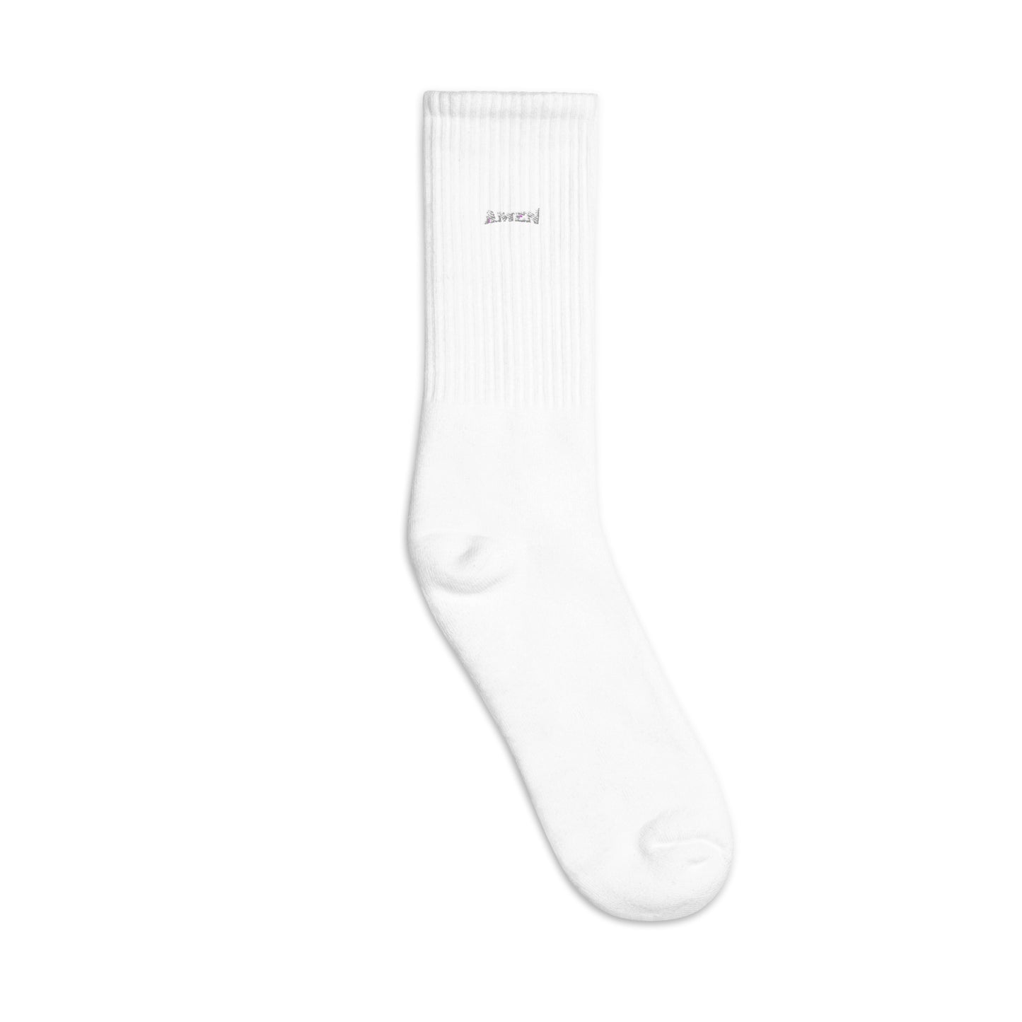 AMEN (The Fighter Collection) Embroidered socks in White