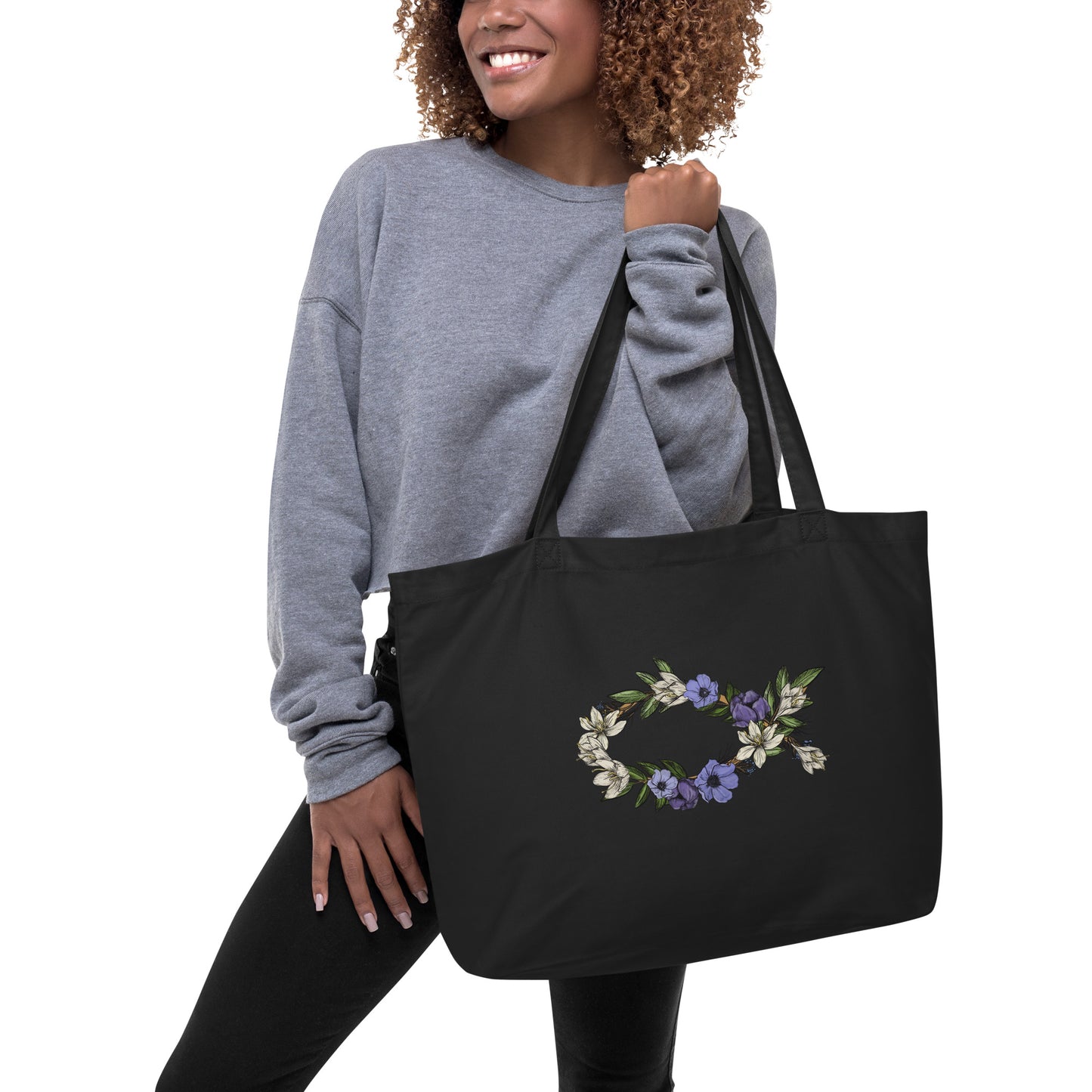 Fish In Bloom (In Bloom Collection) Large organic tote bag