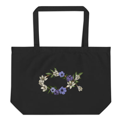 Fish In Bloom (In Bloom Collection) Large organic tote bag