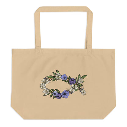 Fish In Bloom (In Bloom Collection) Large organic tote bag