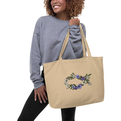 Fish In Bloom (In Bloom Collection) Large organic tote bag