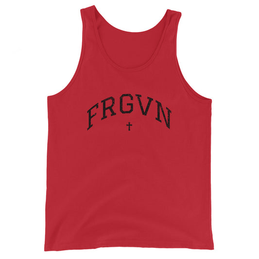 FRGVN Distressed with Cross in Black (Letterman Collection) Unisex Tank Top