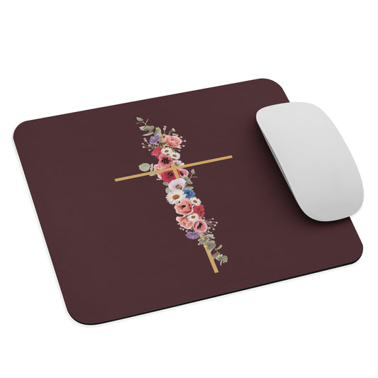 Cross In Bloom (In Bloom Collection) Red Wine Mouse pad