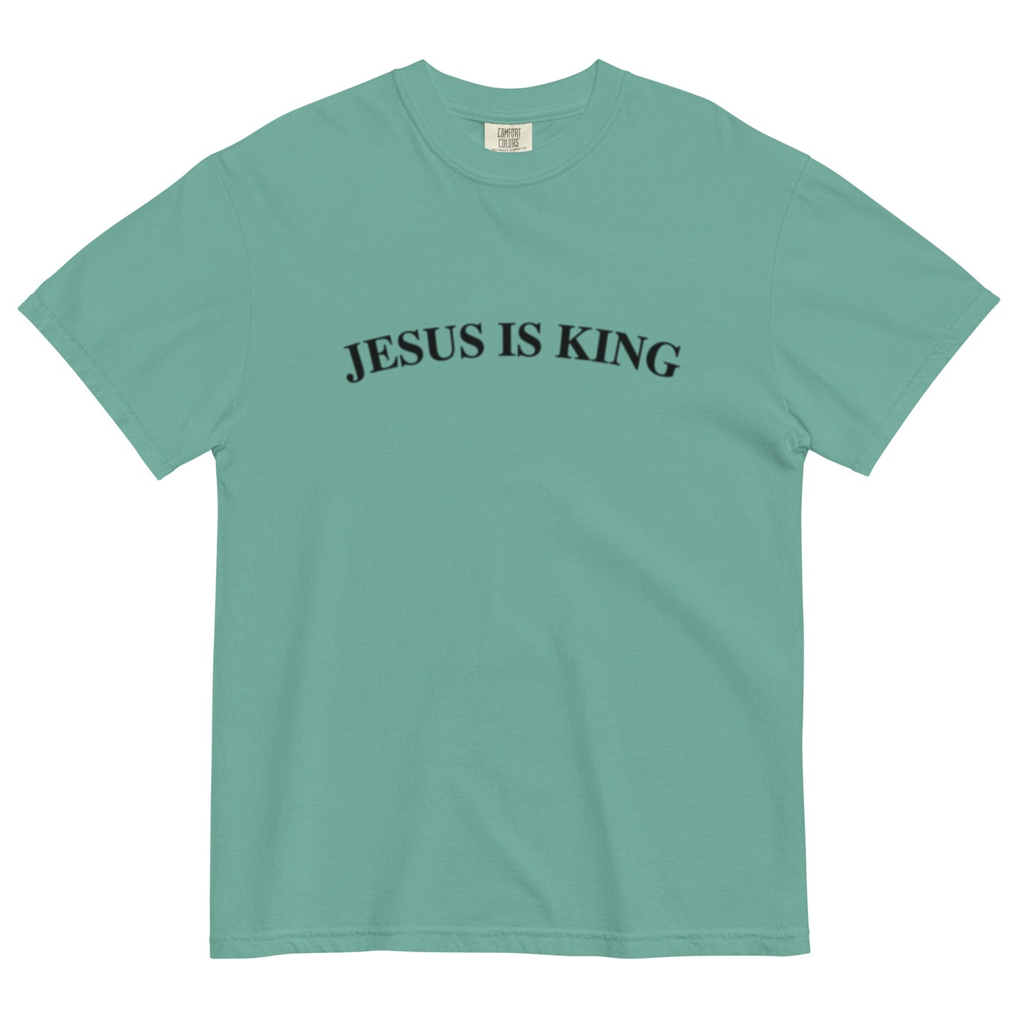 Jesus Is King (Center City Collection) Unisex Garment-Dyed Heavyweight T-shirt in Black