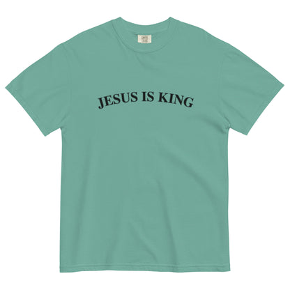 Jesus Is King (Center City Collection) Unisex Garment-Dyed Heavyweight T-shirt in Black